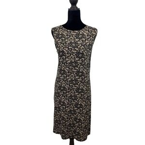 J Jill Wearever Collection Black Tan Lace Floral Sleeveless Midi Dress Medium